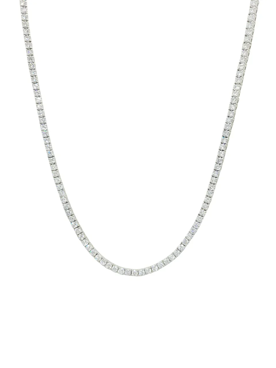 14K White Gold Round Brilliant Lab Grown Diamond Tennis Necklace (5pt each)