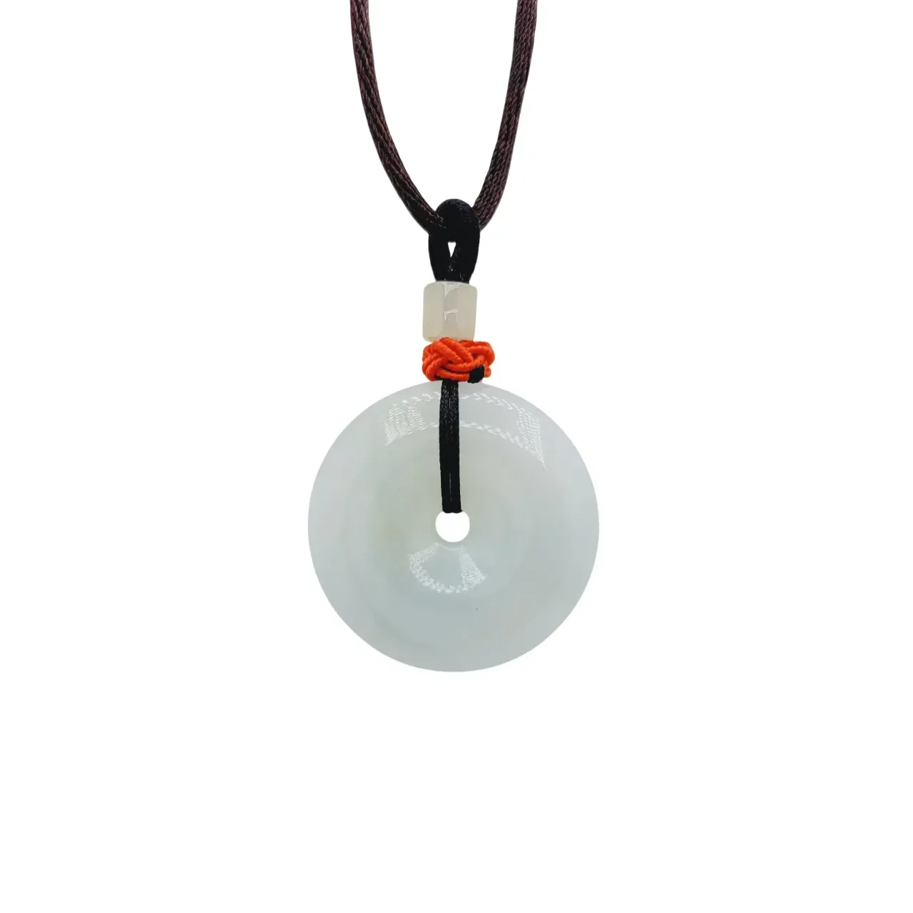 Icy Fortune & Good Health Donut with Small Cylinder Jadeite Jade Pendant