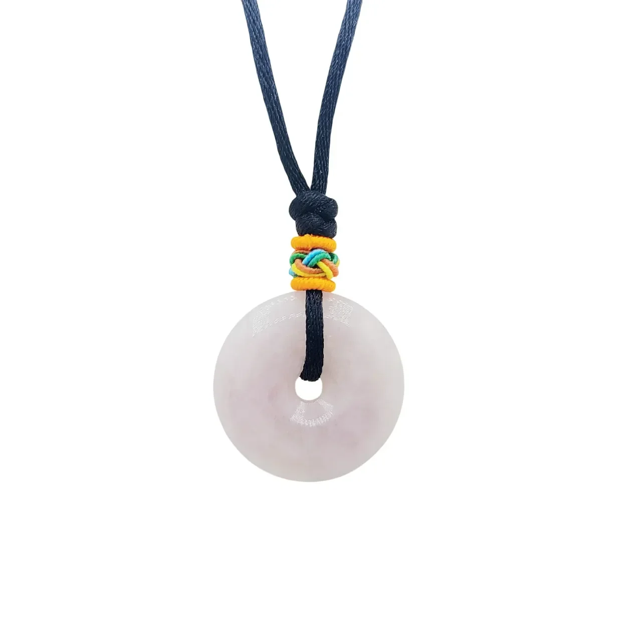 Icy Light Lavender Fortune & Good Health Donut Jadeite Jade Pendant