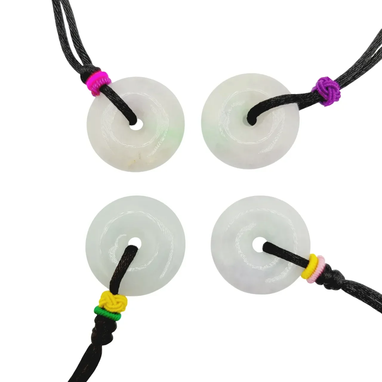 Icy Light Lavender Fortune & Good Health Donut Jadeite Jade Pendant