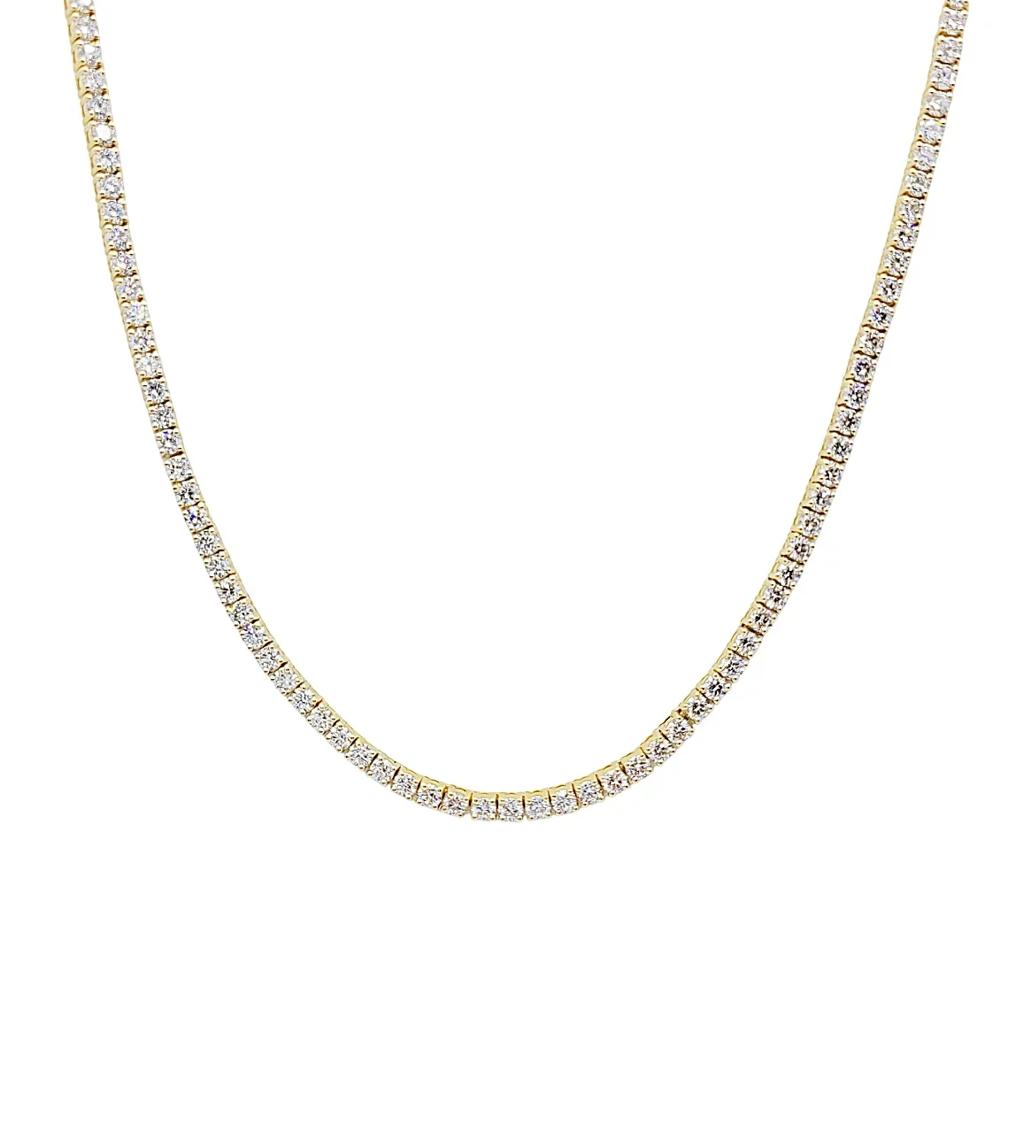 14K Yellow Gold Round Brilliant Lab Grown Diamond Tennis Necklace (10pt each)