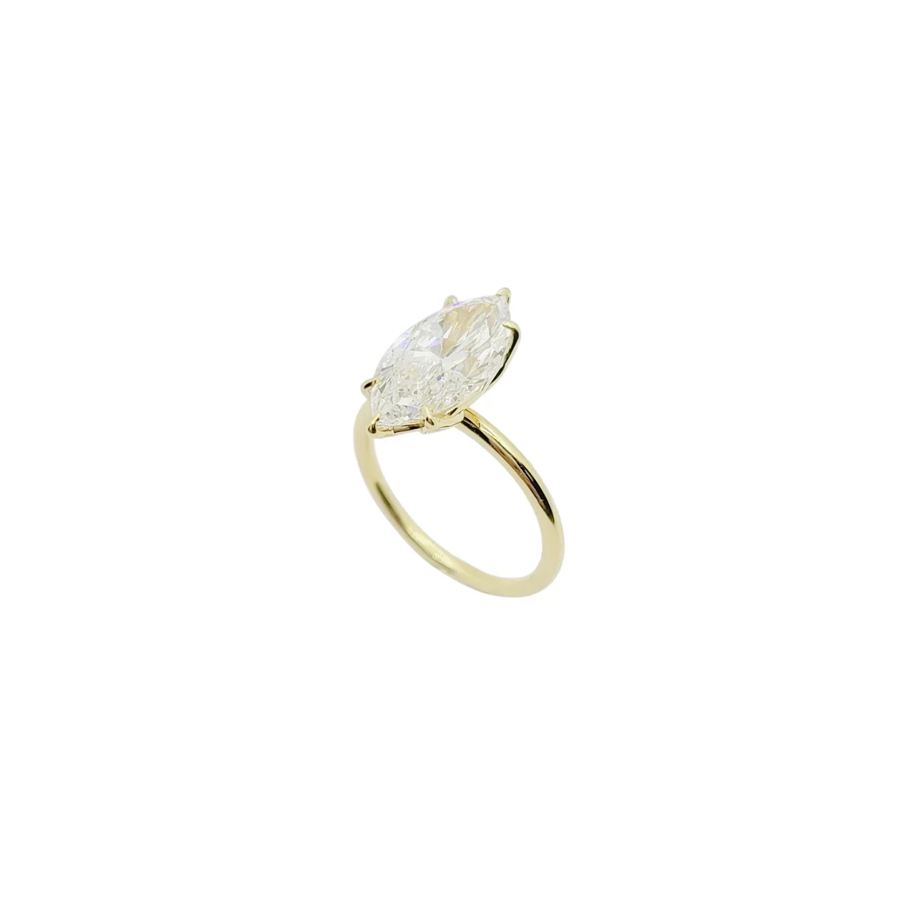 14K Yellow Gold Marquise Cut Lab Grown Diamond Ring (3.09ct)