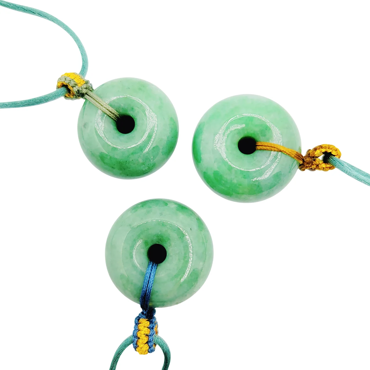 Light Green with Fortune & Good Health Donut Jadeite Jade Pendant