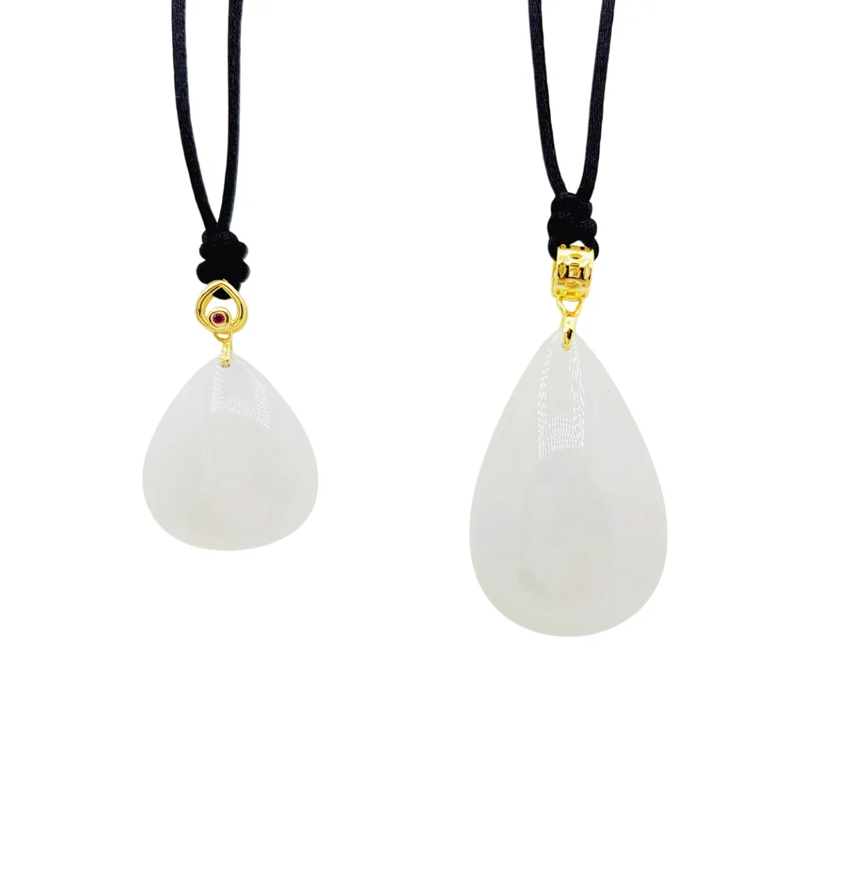 Silver Icy Tear Drop Jadeite Jade Pendant