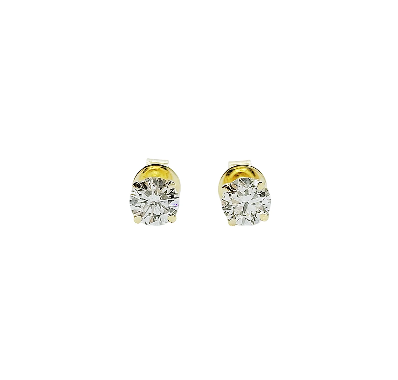 14K Gold 4 Prong Round Brilliant Cut Lab Grown Diamond Earrings (1.00ctw)