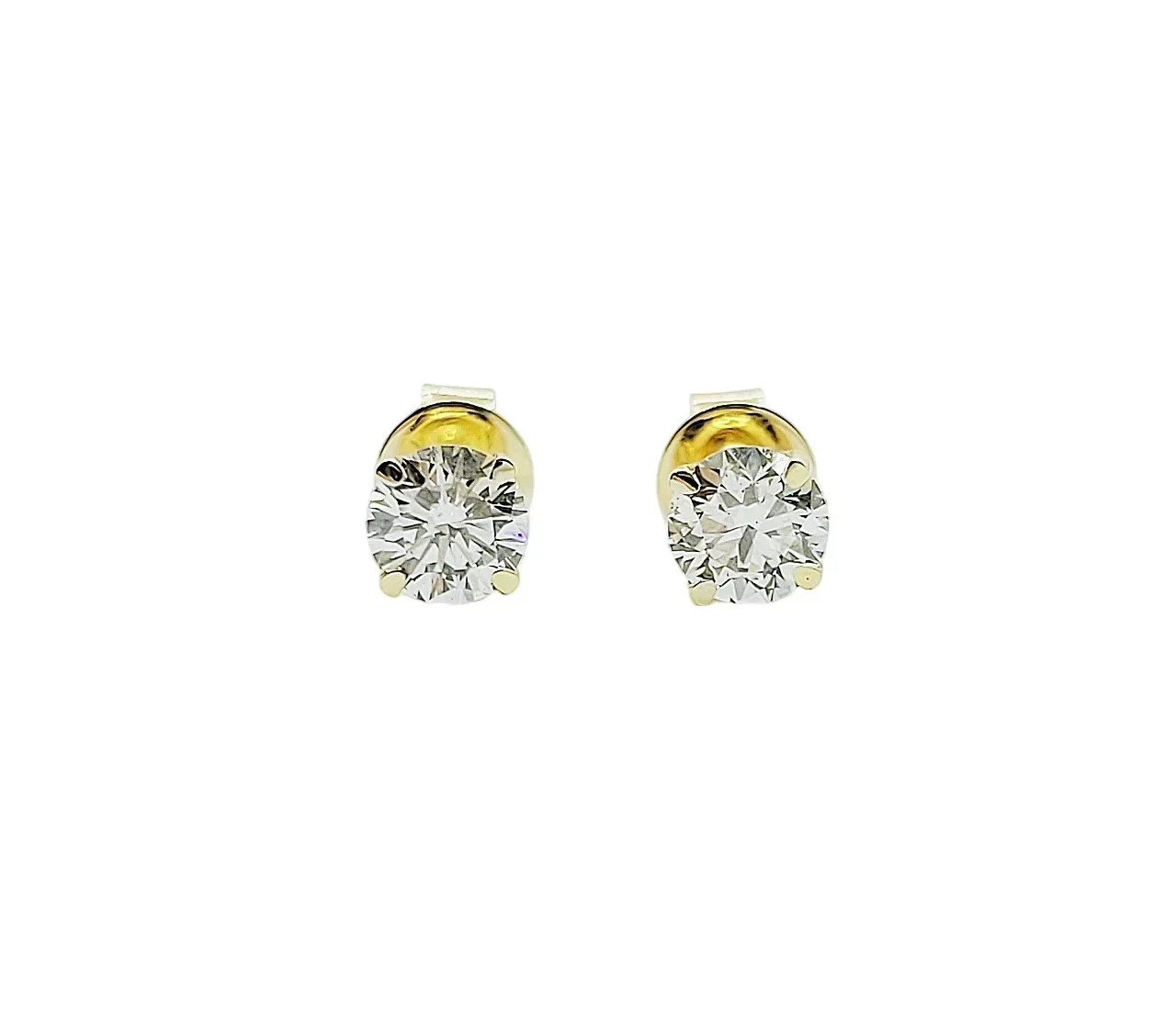 14K Gold 4 Prong Round Brilliant Cut Lab Grown Diamond Earrings (1.40ctw)