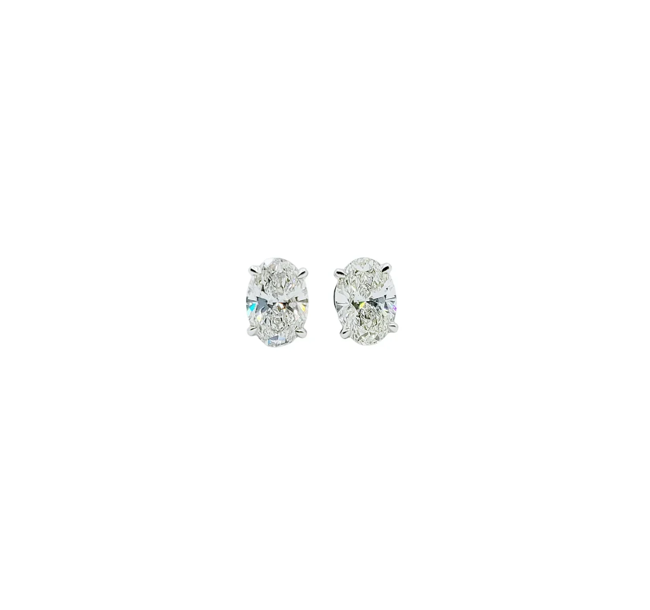 Platinum 4 Prong Oval Brilliant Cut Lab Grown Diamond Earrings (2.20ctw)