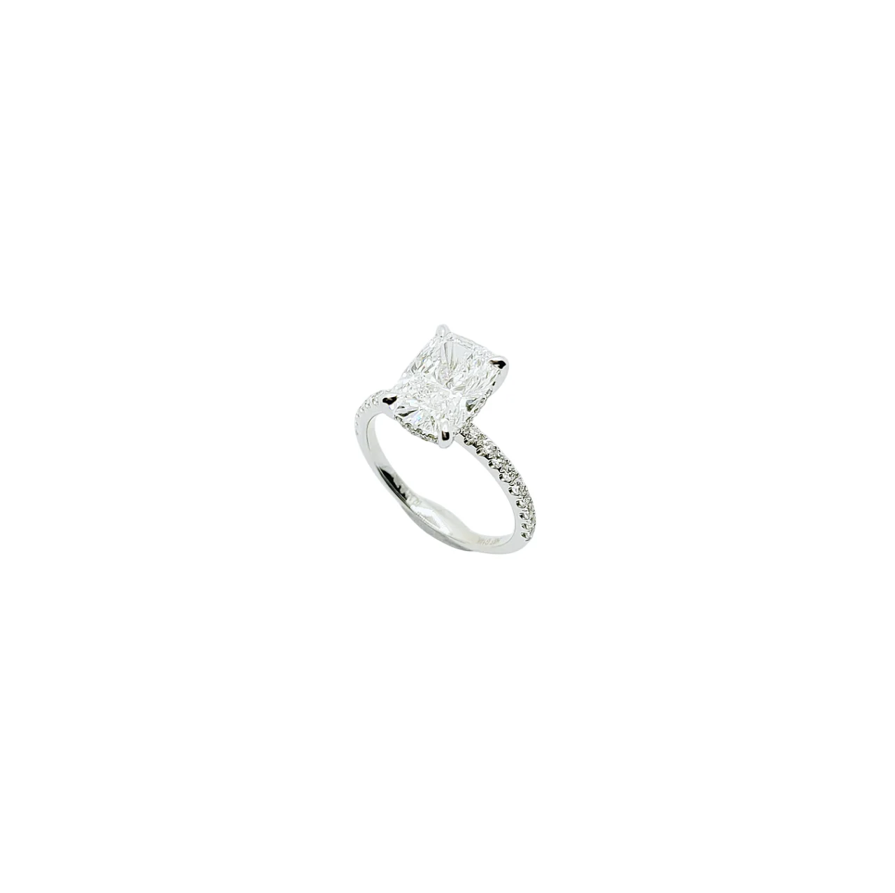 14K White Gold Cushion Cut Lab Grown Diamond Hidden Halo Ring (2.10ct)
