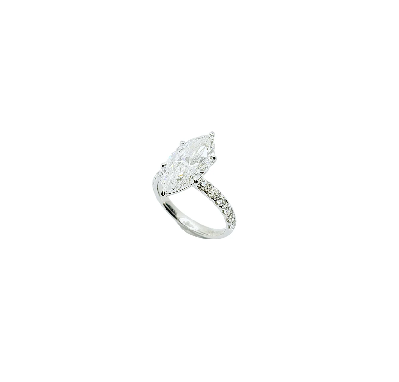 14K White Gold Marquise Cut Lab Grown Diamond Ring (3.01ct)