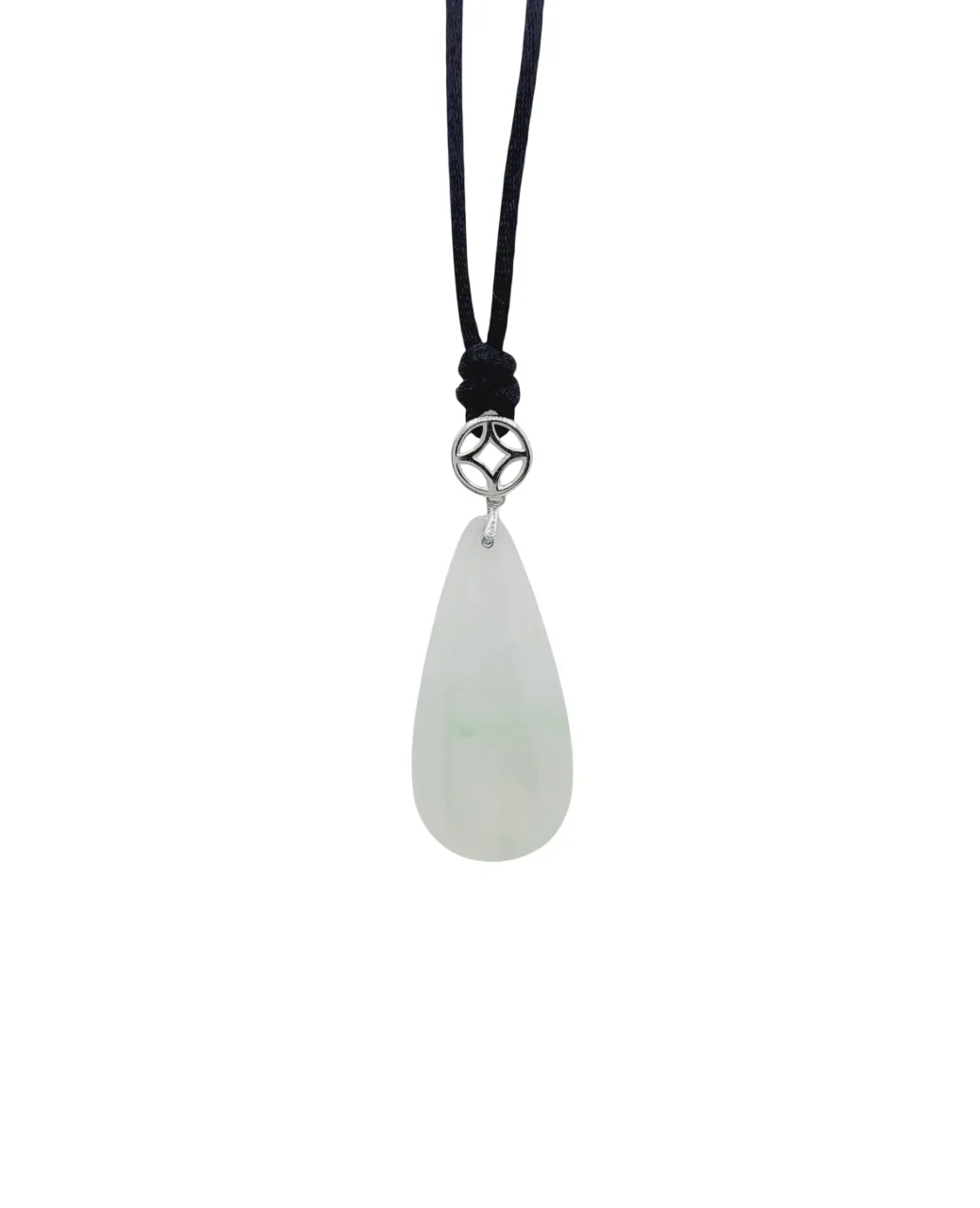 Silver Icy Tear Drop Jadeite Jade Pendant