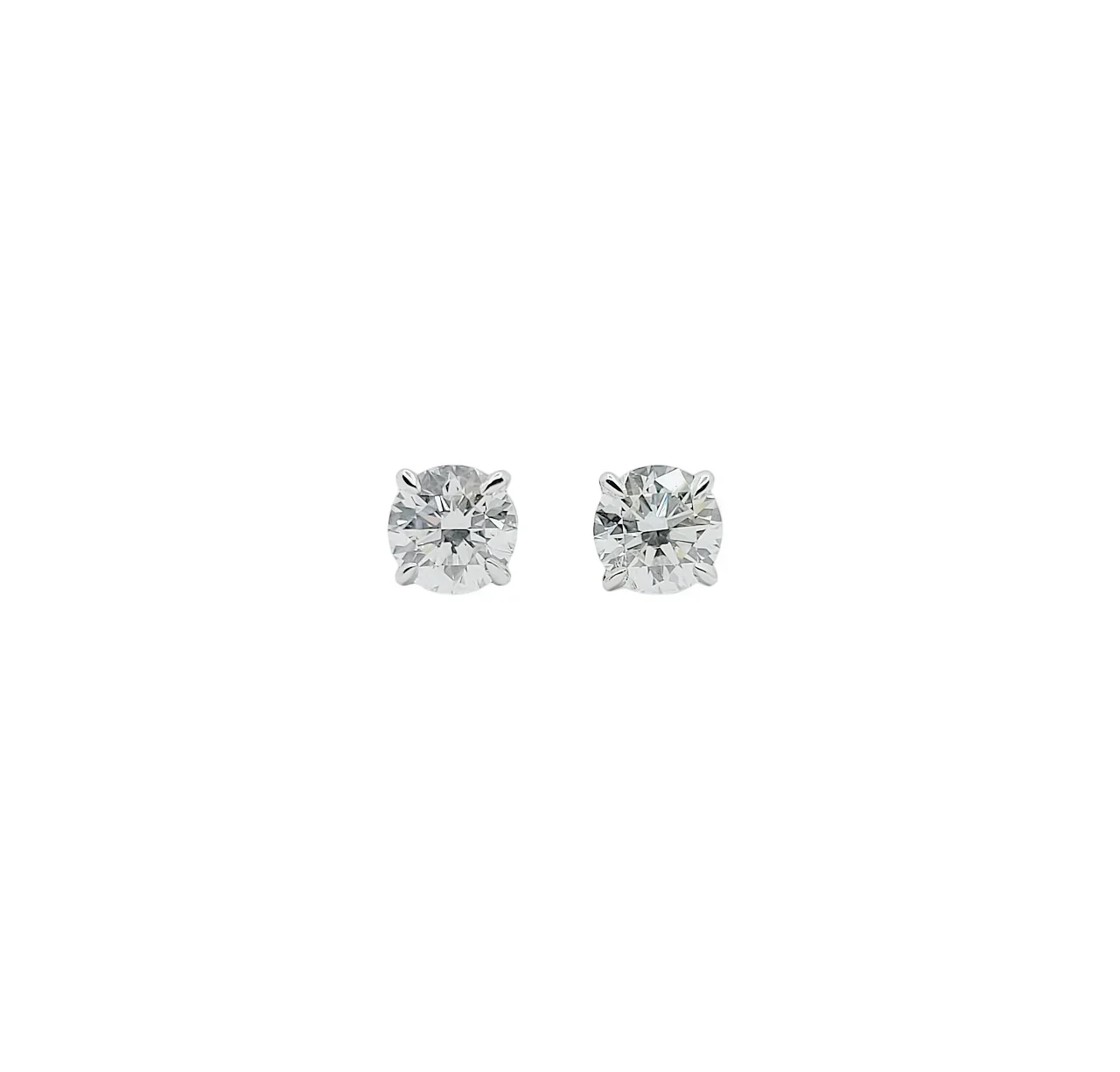 Platinum 4 Prong Round Brilliant Cut Lab Grown Diamond Earrings (2.07ctw)