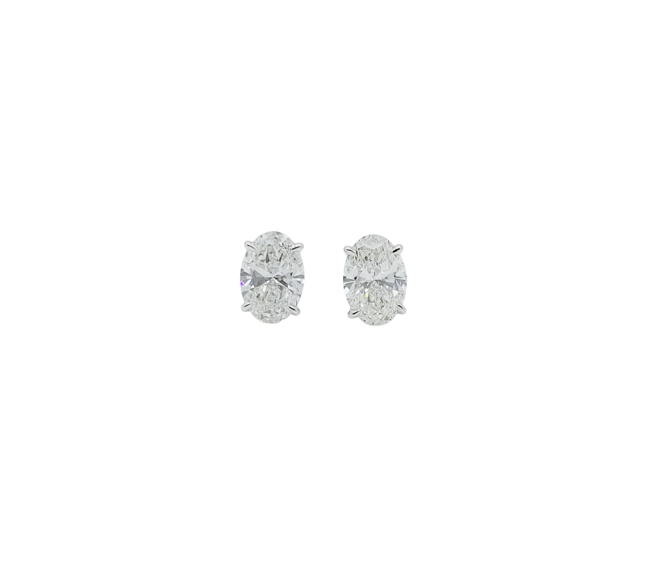 14K Gold 4 Prong Oval Brilliant Cut Lab Grown Diamond Earrings (3.06ctw)