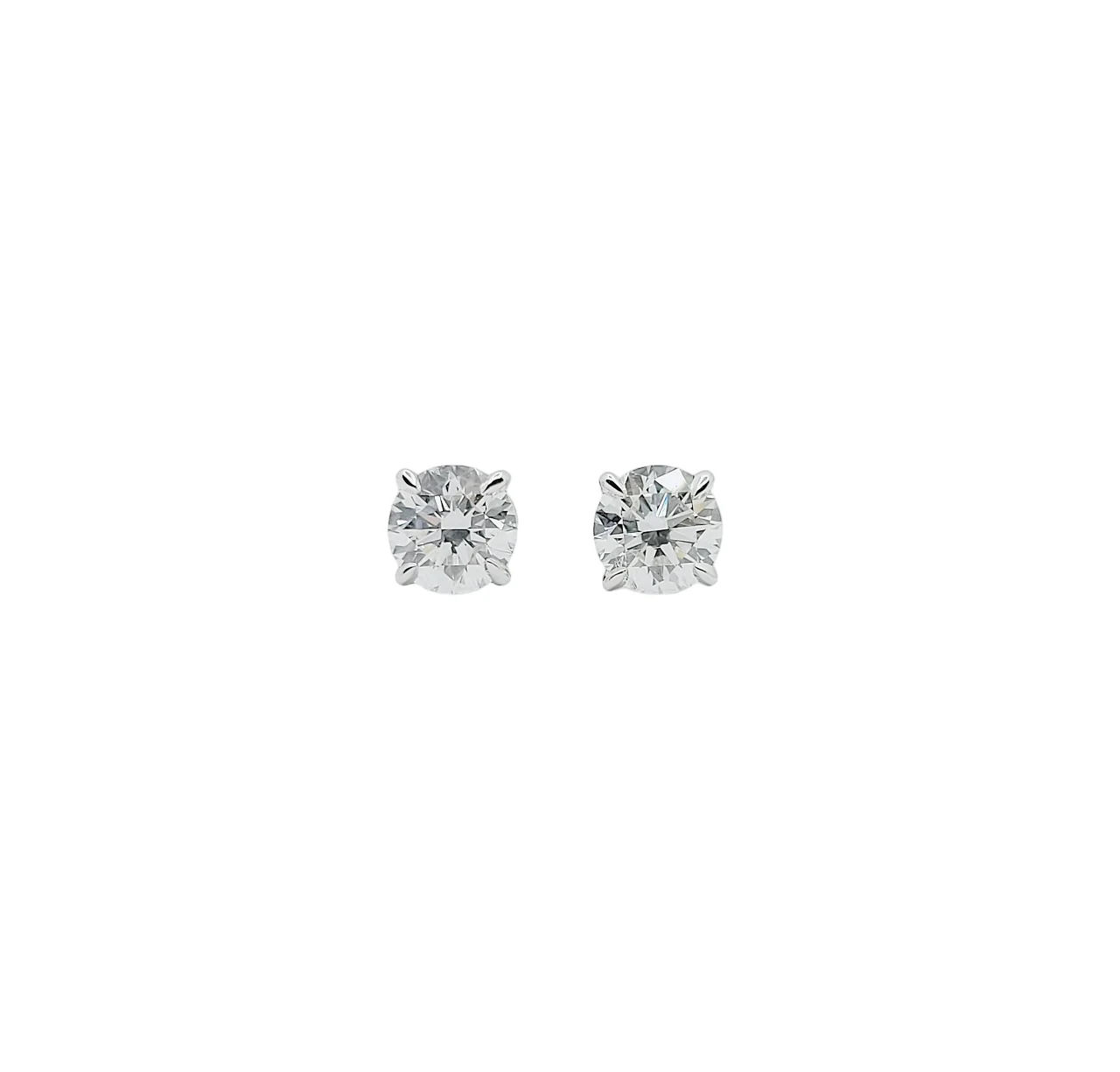 14K White Gold 4 Prong Round Brilliant Cut Lab Grown Diamond Earrings (2.10ctw)