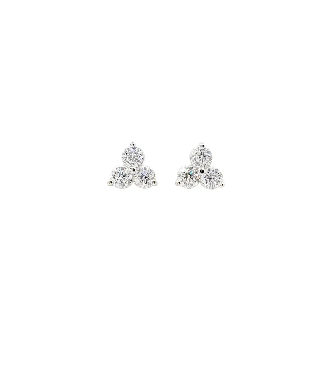 18K White Gold Trinity Lab Grown Diamond Stud Earrings