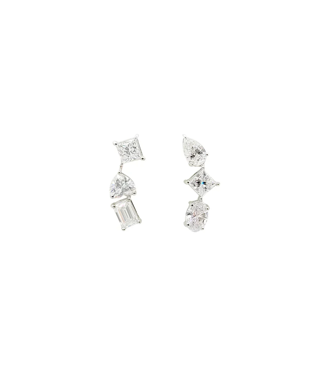 18K White Gold Multi Shape Lab Grown Diamond Earrings
