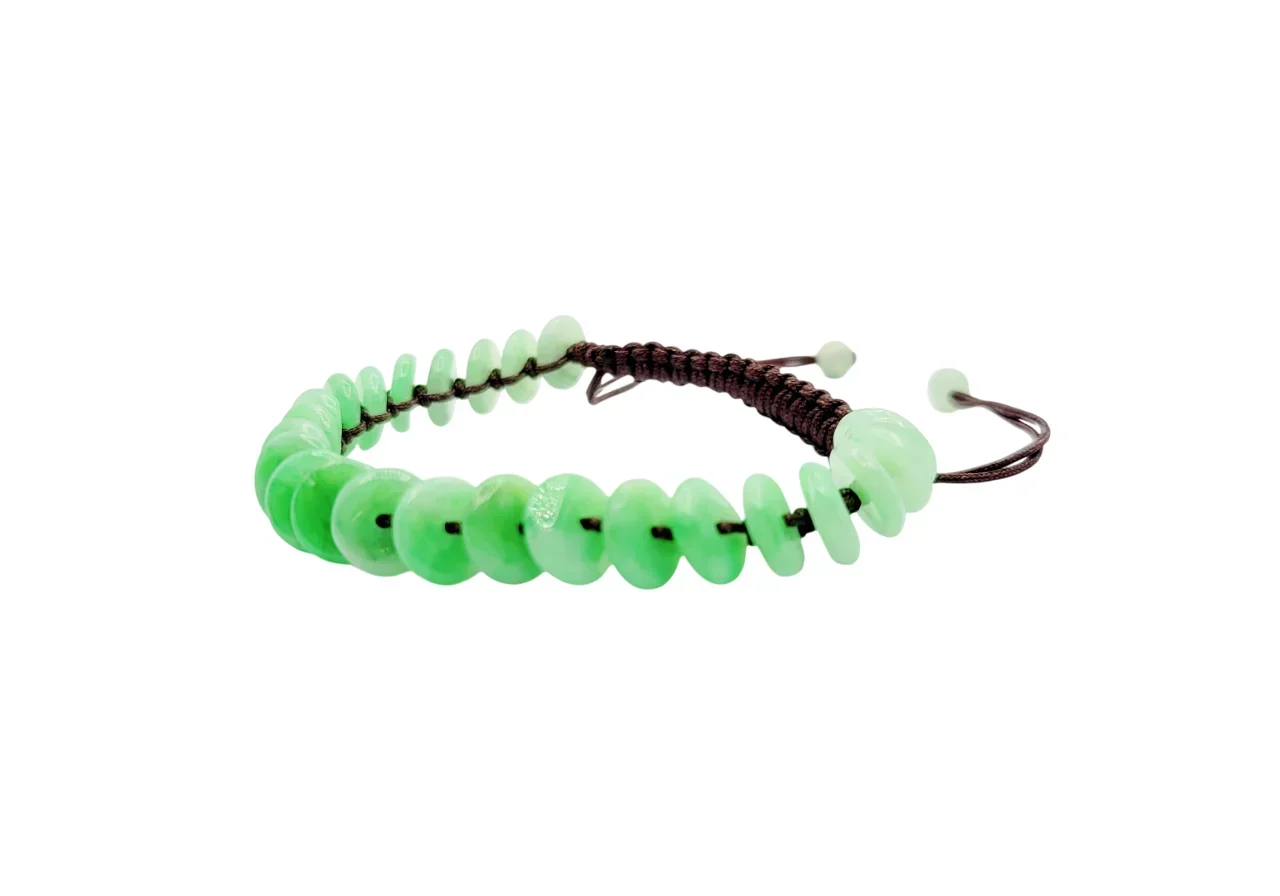 Green Colour Jadeite Jade Donut Bracelet