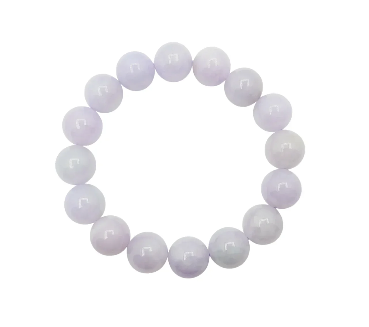 Icy Lavender Jadeite Jade Bead Bracelet (Large)
