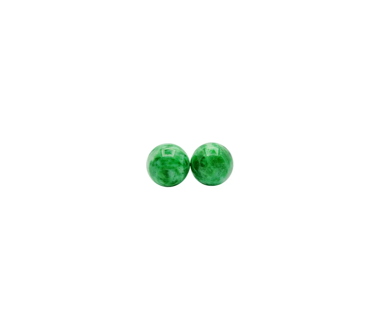 18K White Gold Green Sphere Jadeite Jade Earrings