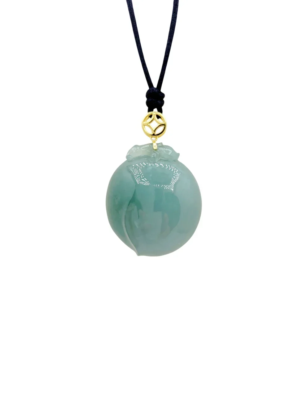 Silver Icy Pale Green Peach Jadeite Jade Pendant