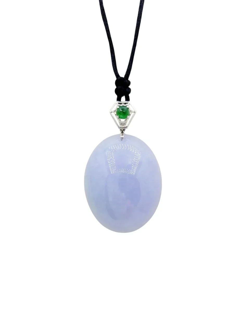 18K White Gold Purple Oval Cabochon Jadeite Jade Pendant