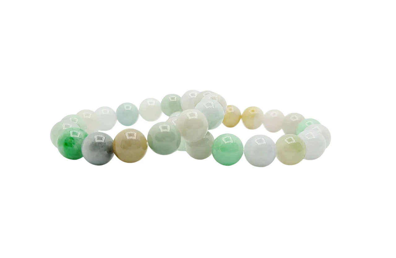 Multi Colour Jadeite Jade Beads Bracelet (Large)