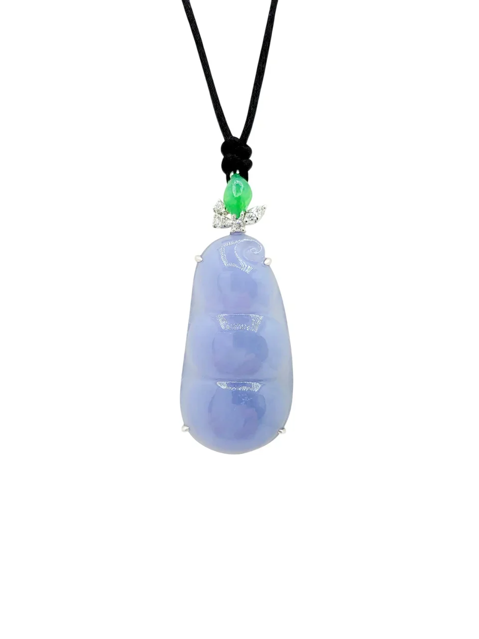 18K White Gold Purple Rich Bean Jadeite Jade Pendant with Natural Diamonds
