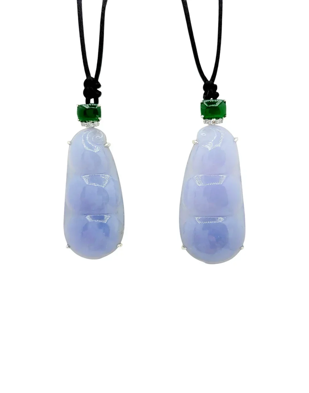 18K White Gold Purple Rich Bean Jadeite Jade Pendant with Natural Diamonds