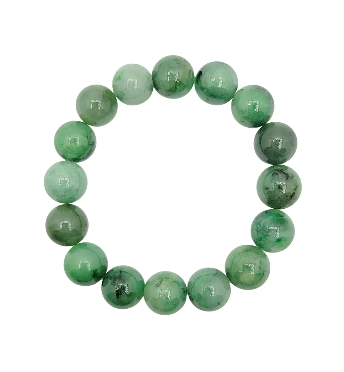 Green Jadeite Jade Beads Bracelet (Medium)