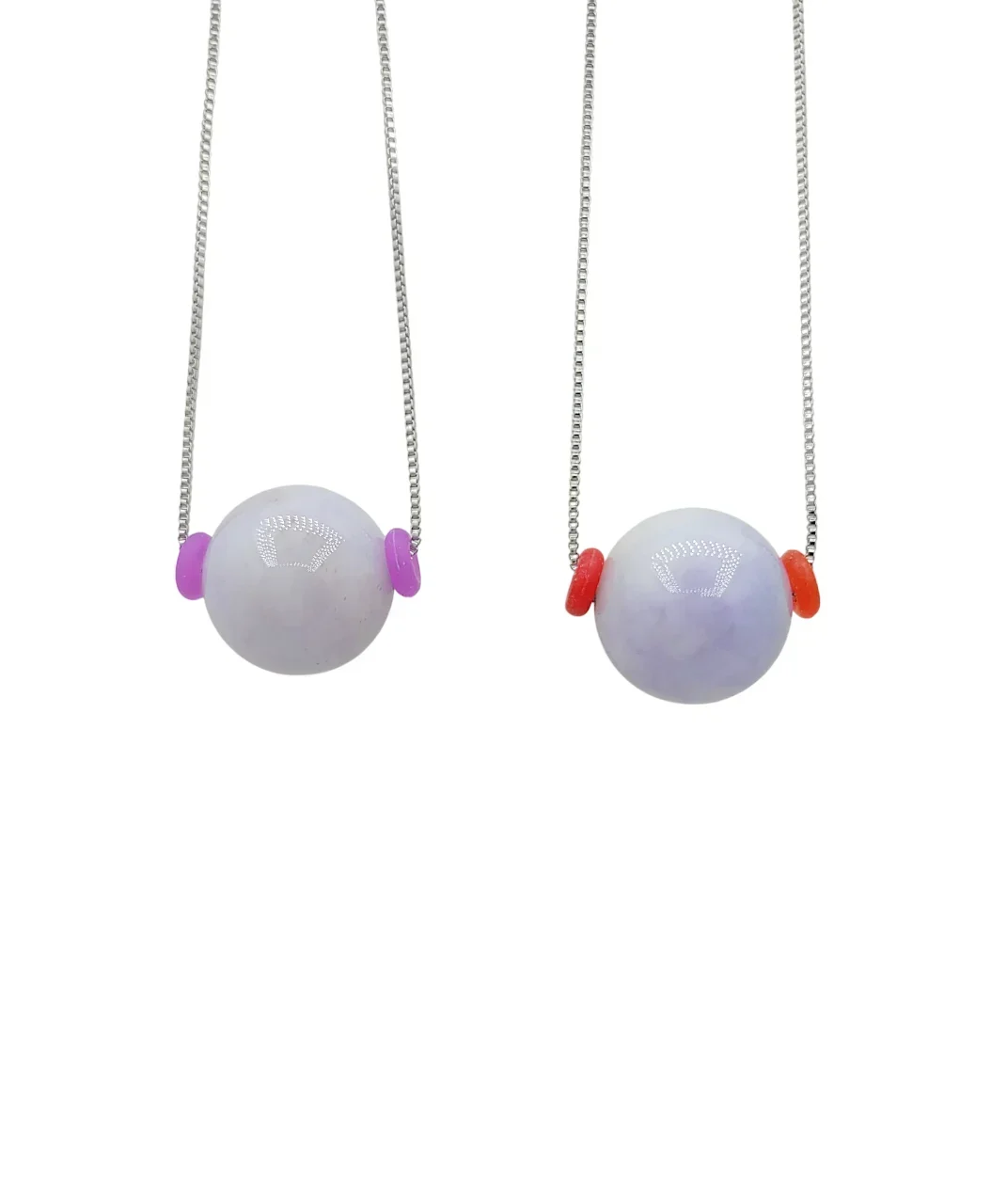 Silver Icy Lavender Sphere Jadeite Jade Pendant