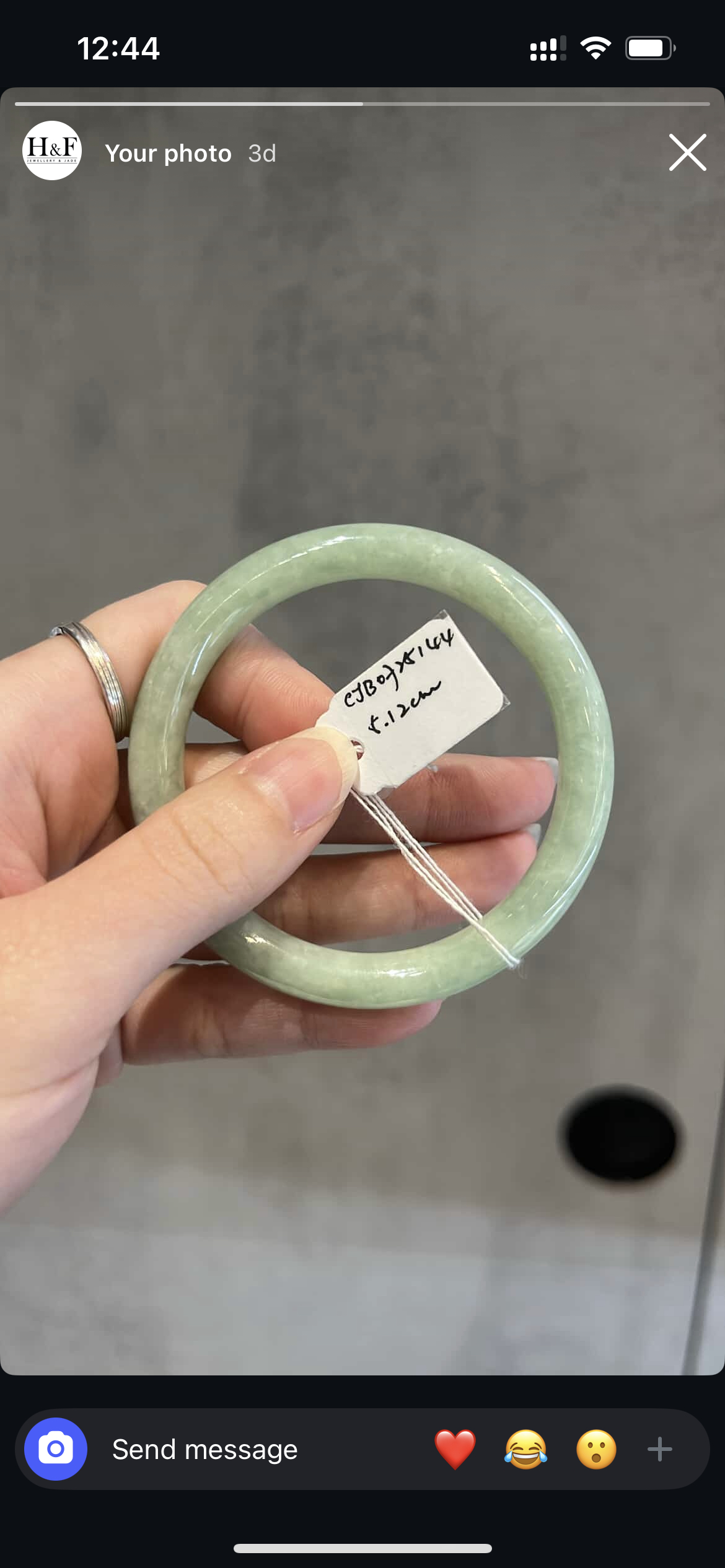 CJB0725144 Green Jade bangle size 5.12cm