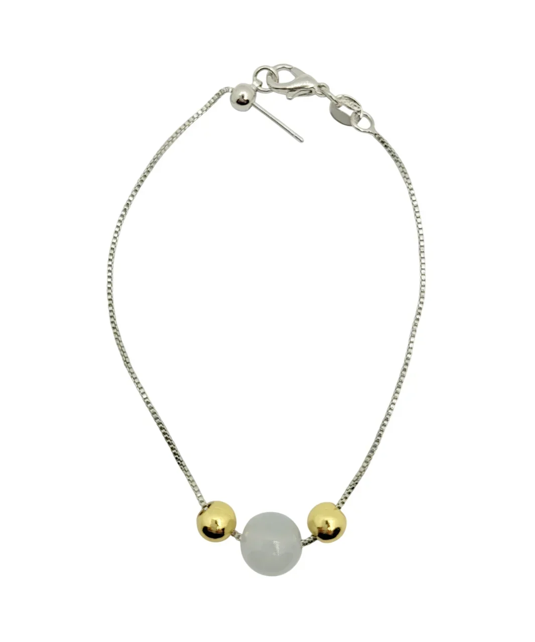 Silver Icy Sphere Jadeite Jade Bracelet