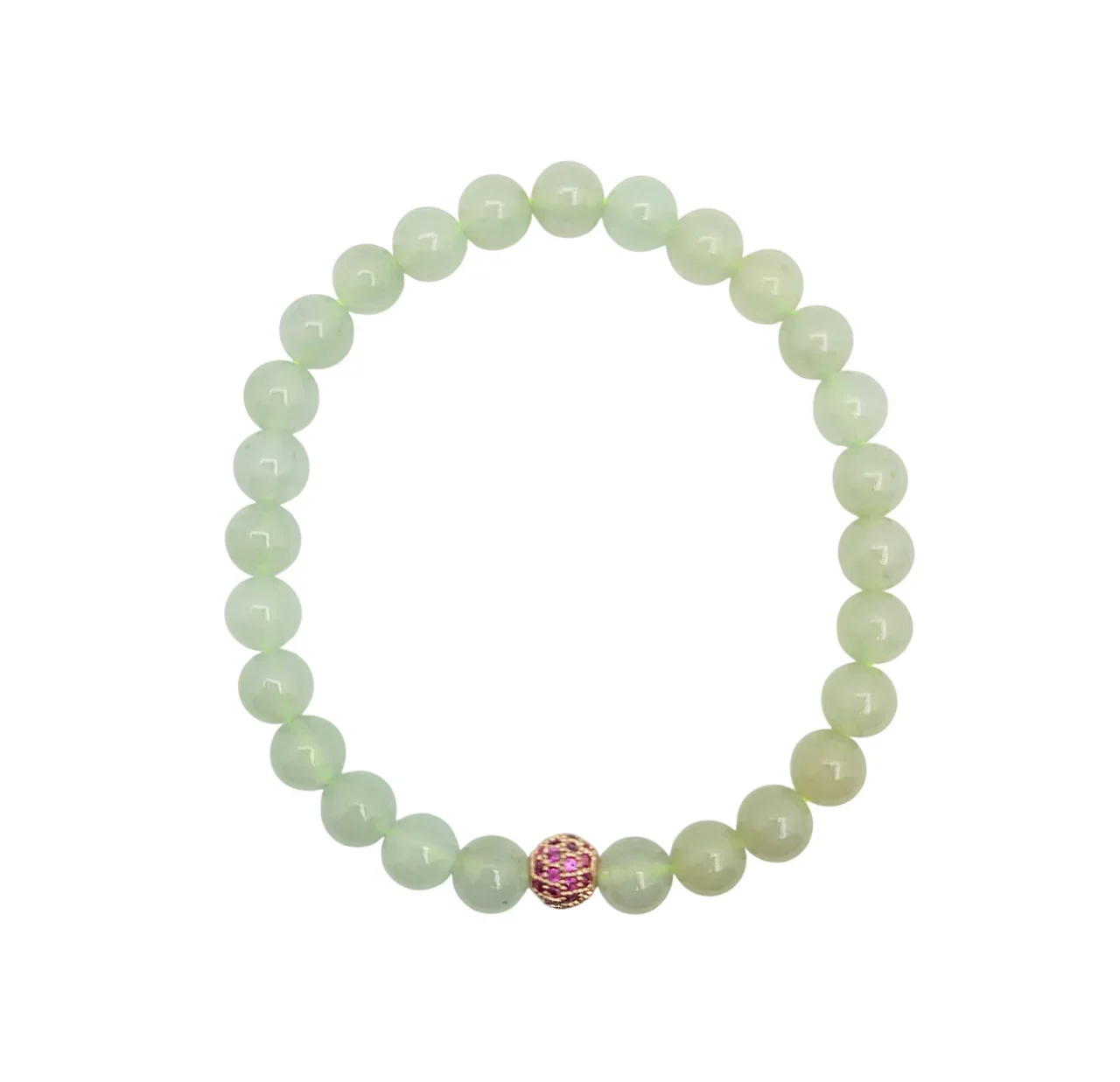 Icy Jadeite Jade Beads Bracelet with Ruby Simulant