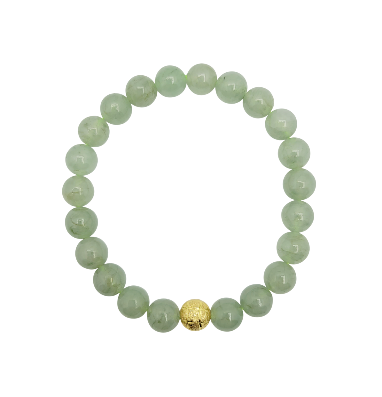 Silver Gold Plated Icy Light Green Jadeite Jade Bracelet (Medium)