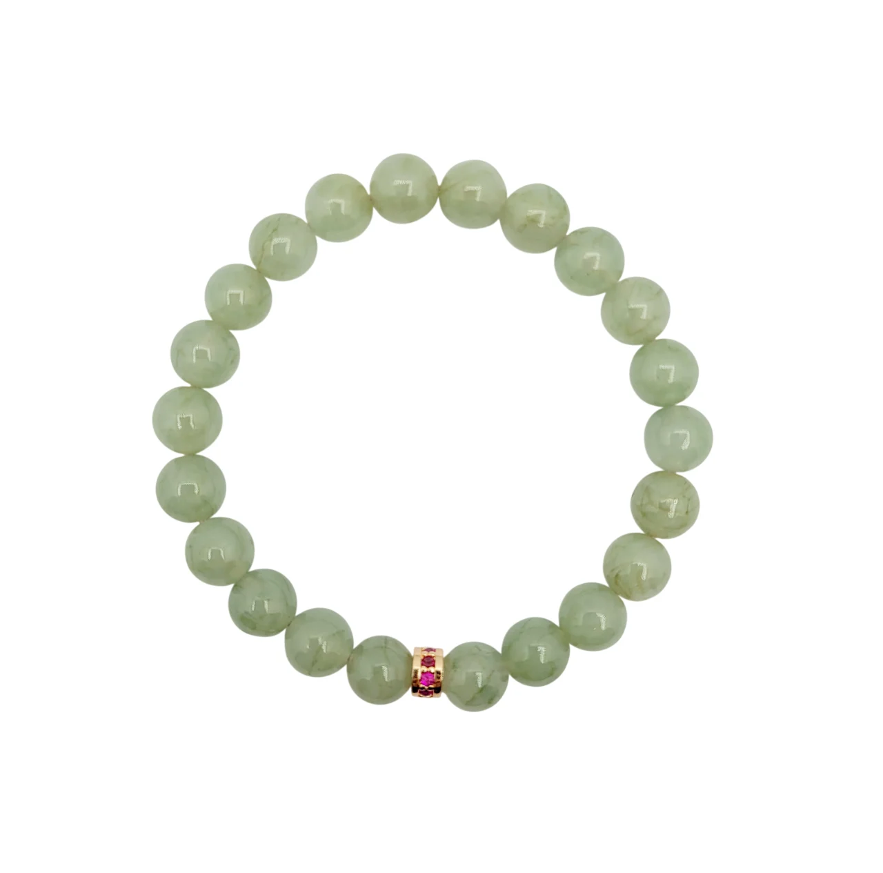 Silver Gold Plated Icy Light Green Jadeite Jade Bracelet (Medium)