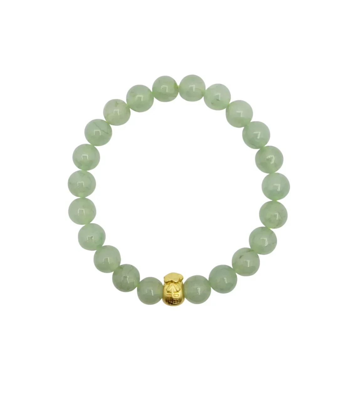 Silver Gold Plated Icy Light Green Jadeite Jade Bracelet (Medium)