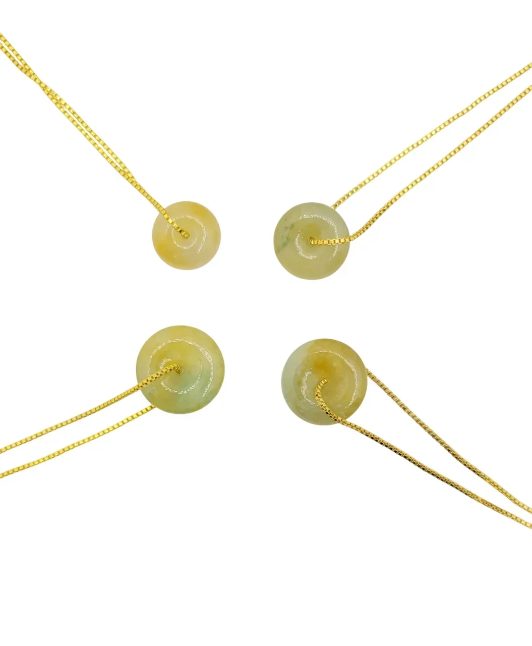 Sliver Honey Yellow Donut Jadeite Jade Pendant