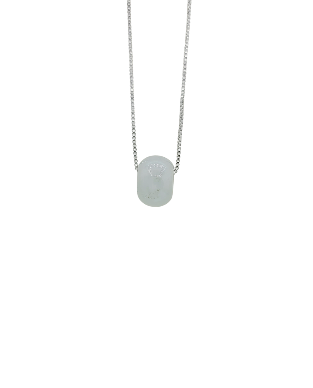 Icy Donut Jadeite Jade Pendant with Silver Chain