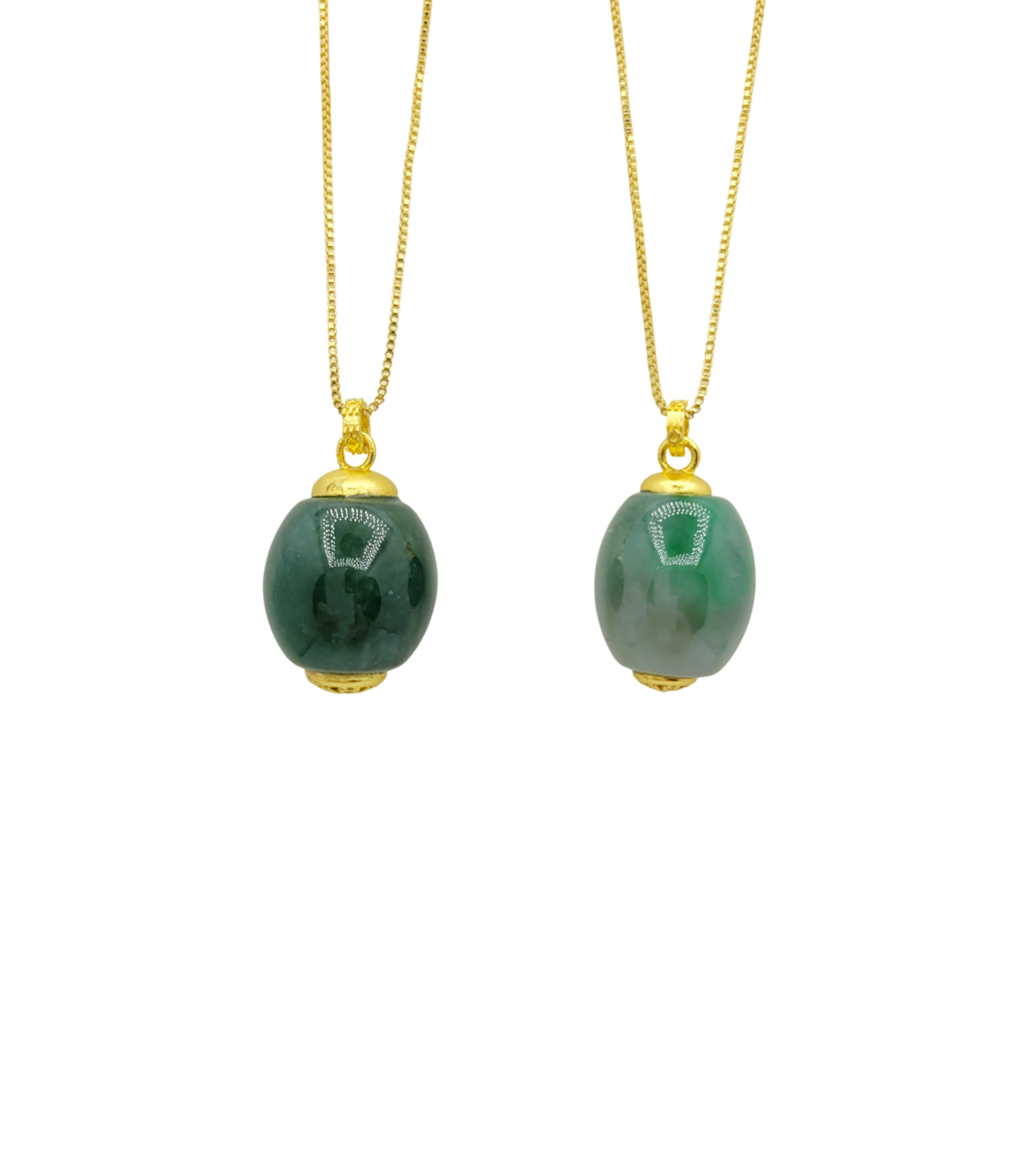 Green Jadeite Jade Lantern Pendant with Silver Chain