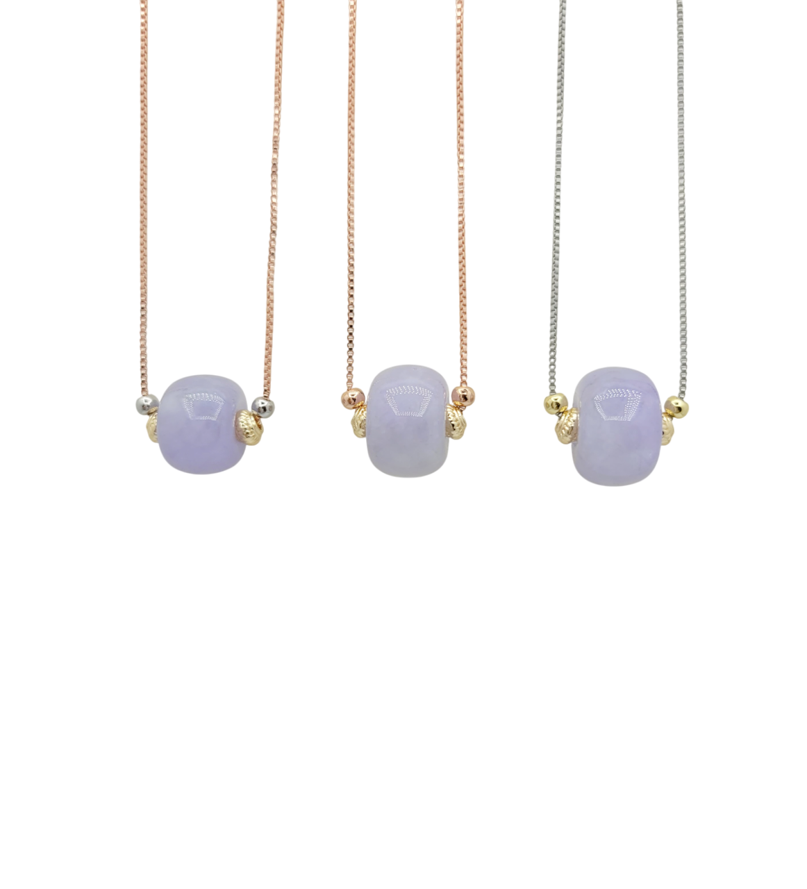 Icy Lavender Jadeite Jade Freeway Pendant with Silver Chain