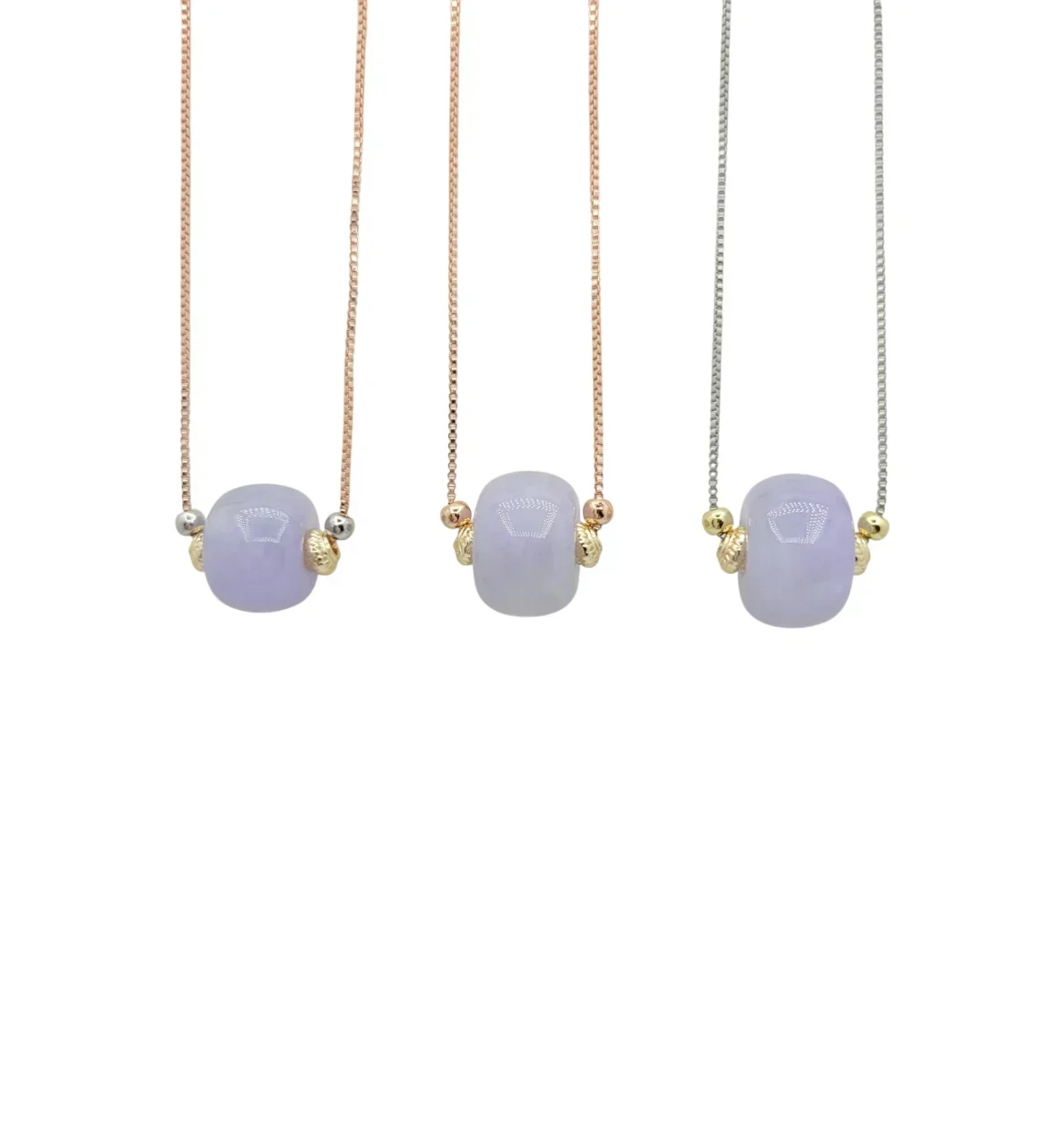 Icy Lavender Jadeite Jade Freeway Pendant with Silver Chain