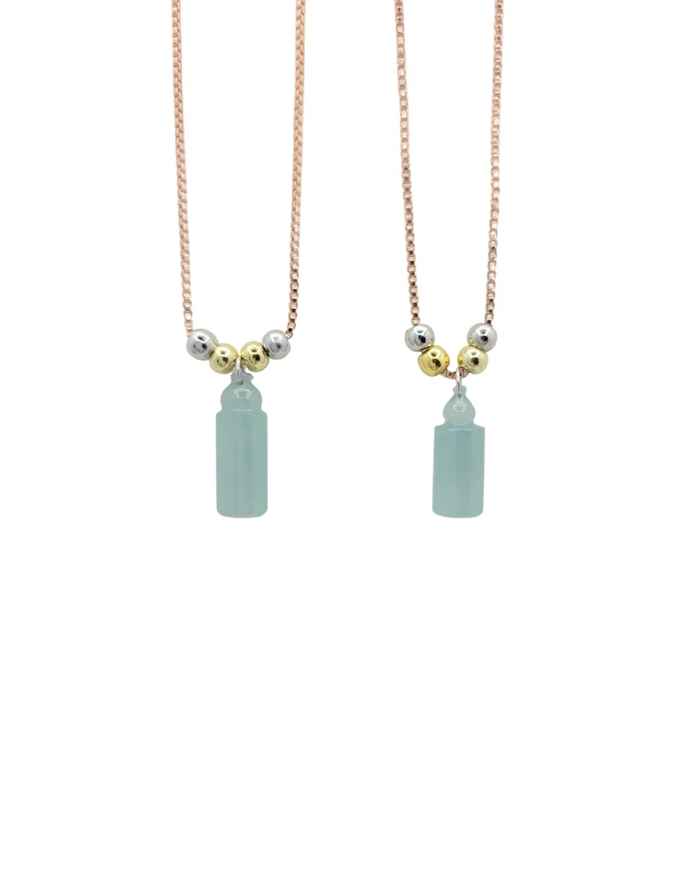 18K White Gold Light Green Cylinder Jadeite Jade Pendant