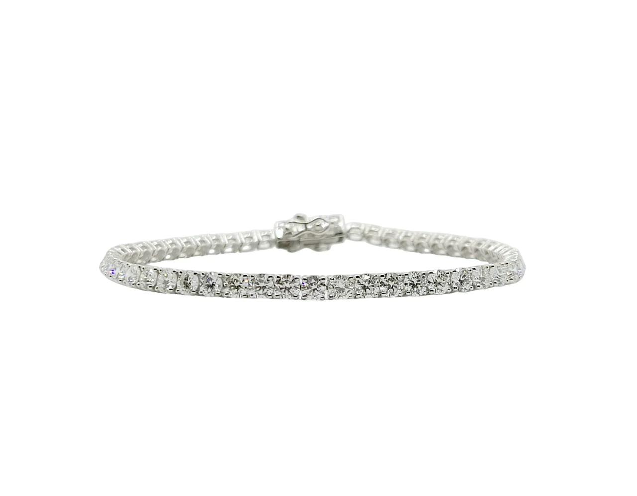 14K White Gold Round Brilliant Cut Lab Grown Diamond Men's Tennis Bracelet