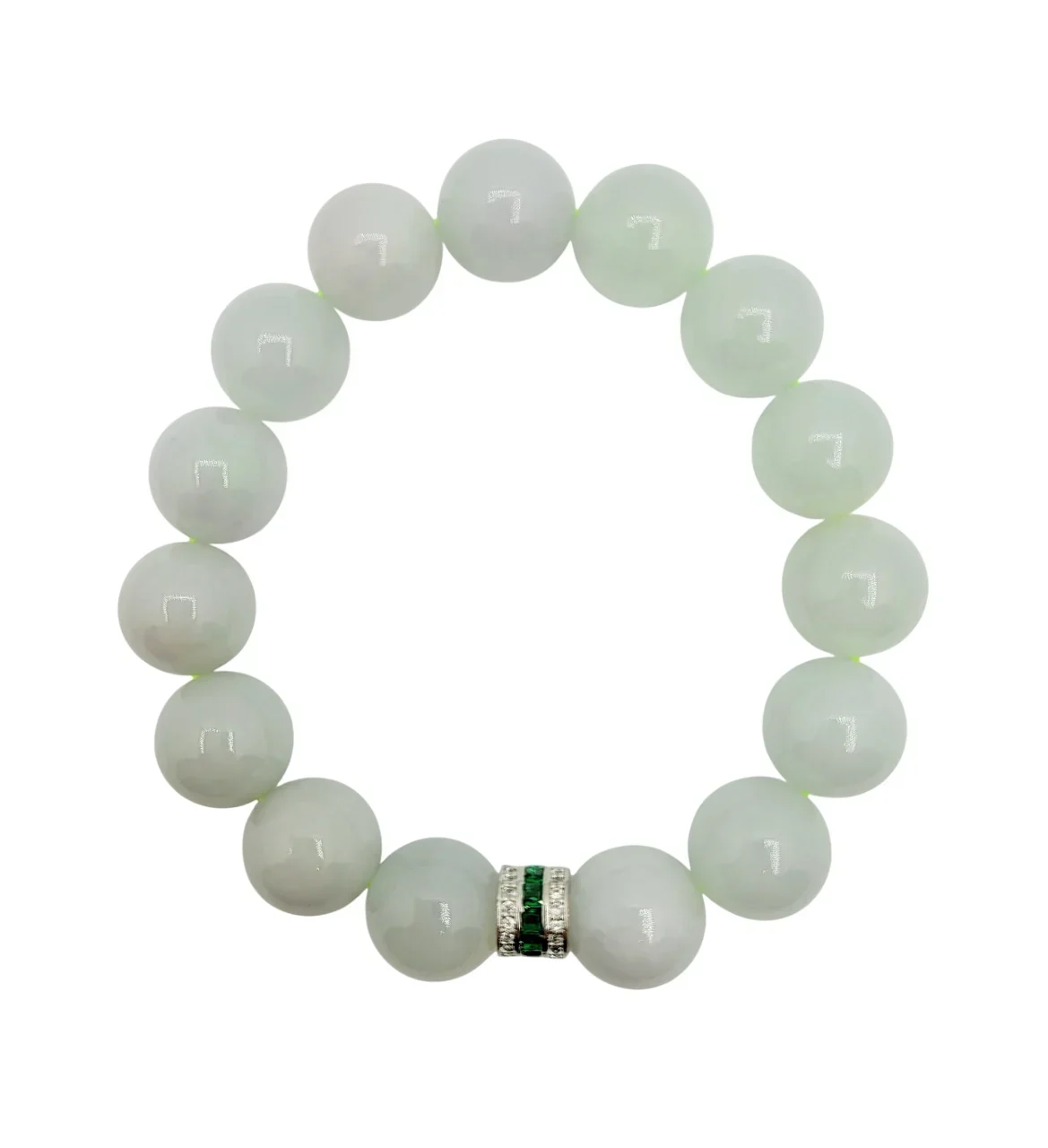 Icy Jadeite Jade Bracelet with Diamond and Emerald Simulant