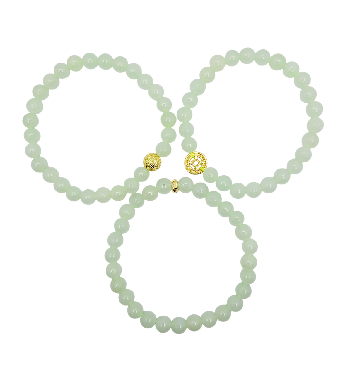 Silver Gold Plated Icy Light Green Jadeite Jade Bracelet (Small)