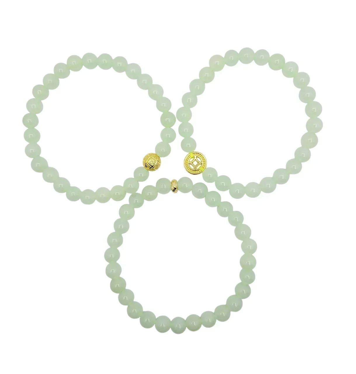 Silver Gold Plated Icy Light Green Jadeite Jade Bracelet (Small)