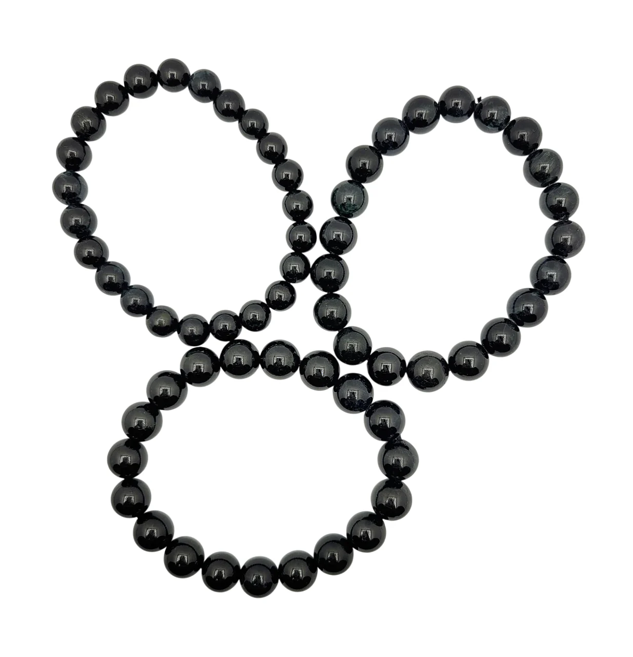 Black Jadeite Jade Bead Bracelet (Medium)