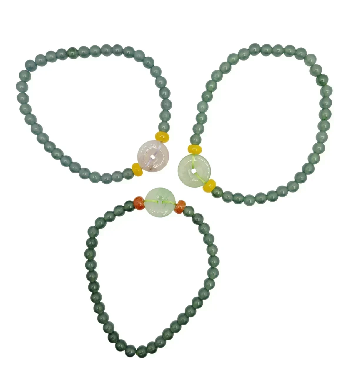 Icy Peace Locket and Beads Jadeite Jade Bracelet (Petite)