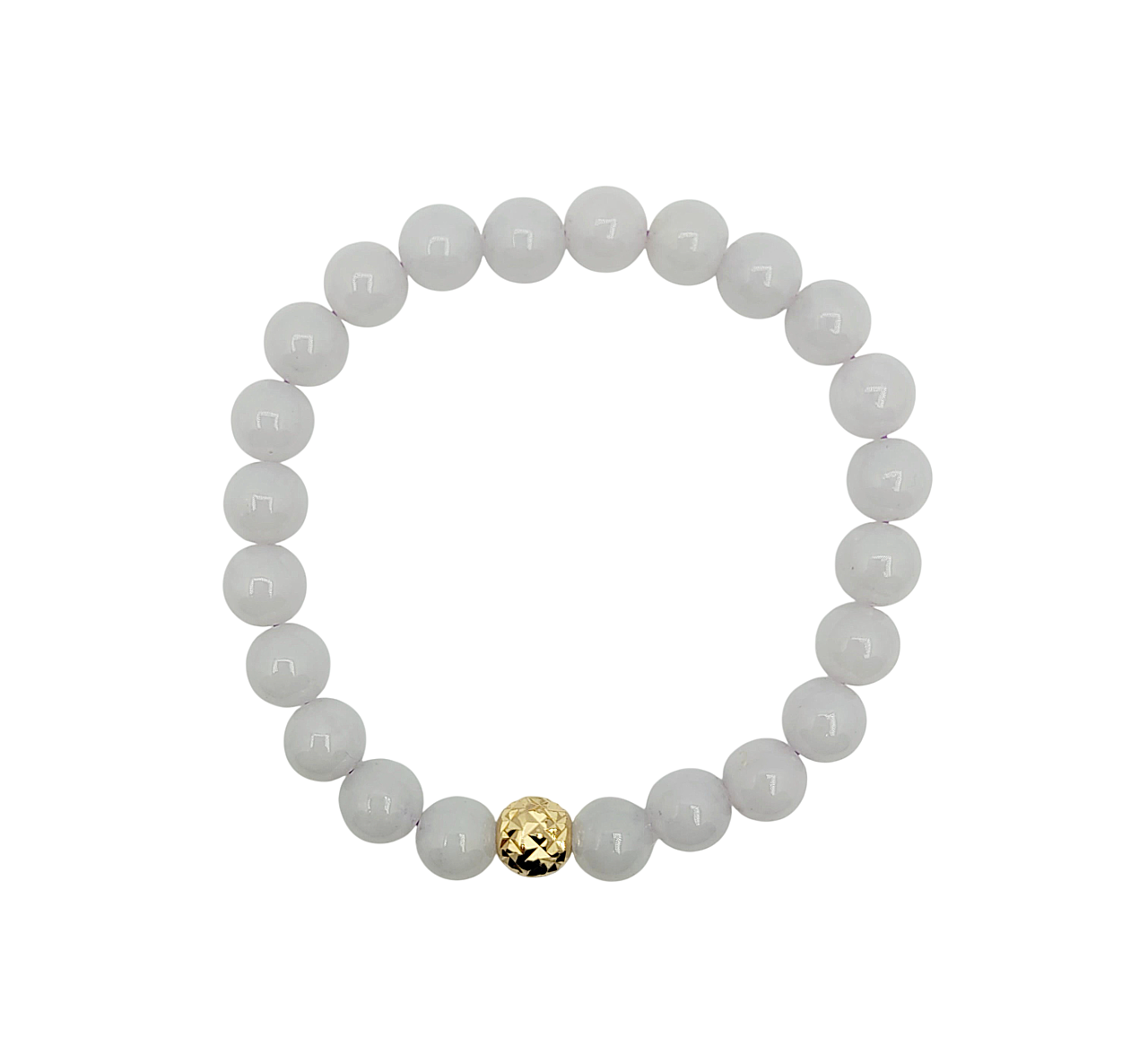 Silver Gold Plated Icy Lavender Jadeite Jade Bracelet (Medium)
