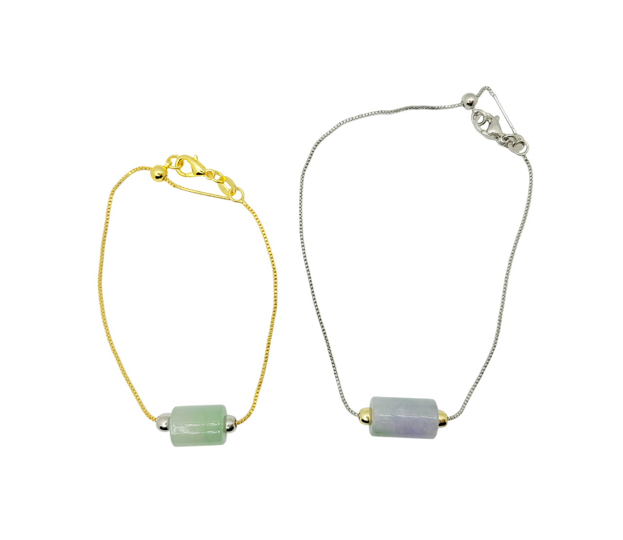 Silver Icy Cylinder Jadeite Jade Bracelet