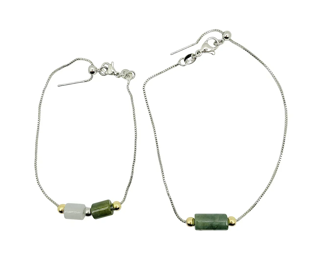 Silver Icy Cylinder Jadeite Jade Bracelet